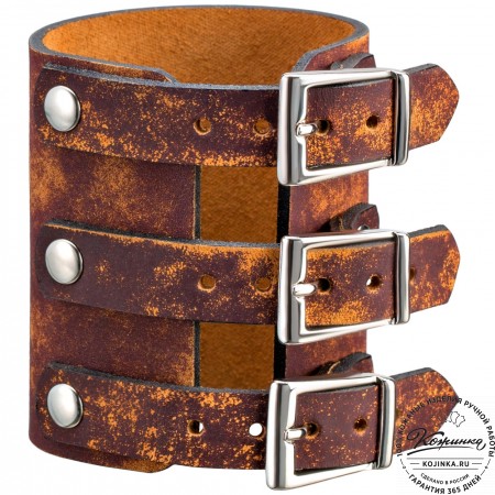 Кожаный браслет "Питэр" (коричневый эксклюзив)