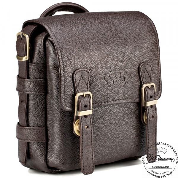 Кожаная сумка через плечо "Джек" (тёмно-коричневая) . фото 1