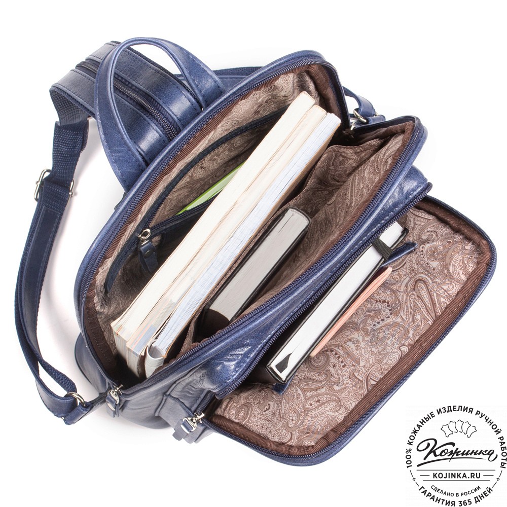 Кожаный рюкзак "Бэтси" (синий)