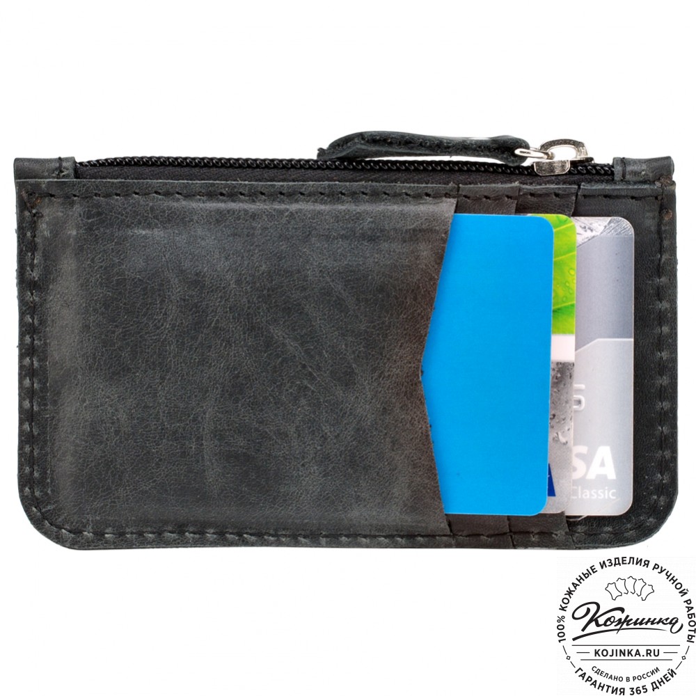 Кожаный картхолдер "Мурано" (чёрный)