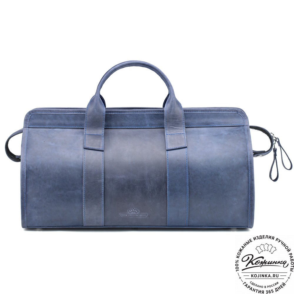 Кожаная дорожная сумка "Чарли" (синий крейзи)
