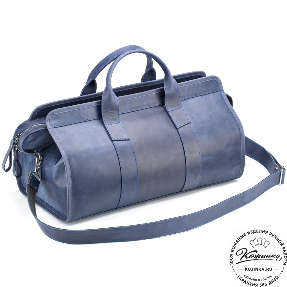 Кожаная дорожная сумка "Чарли" (синий крейзи)