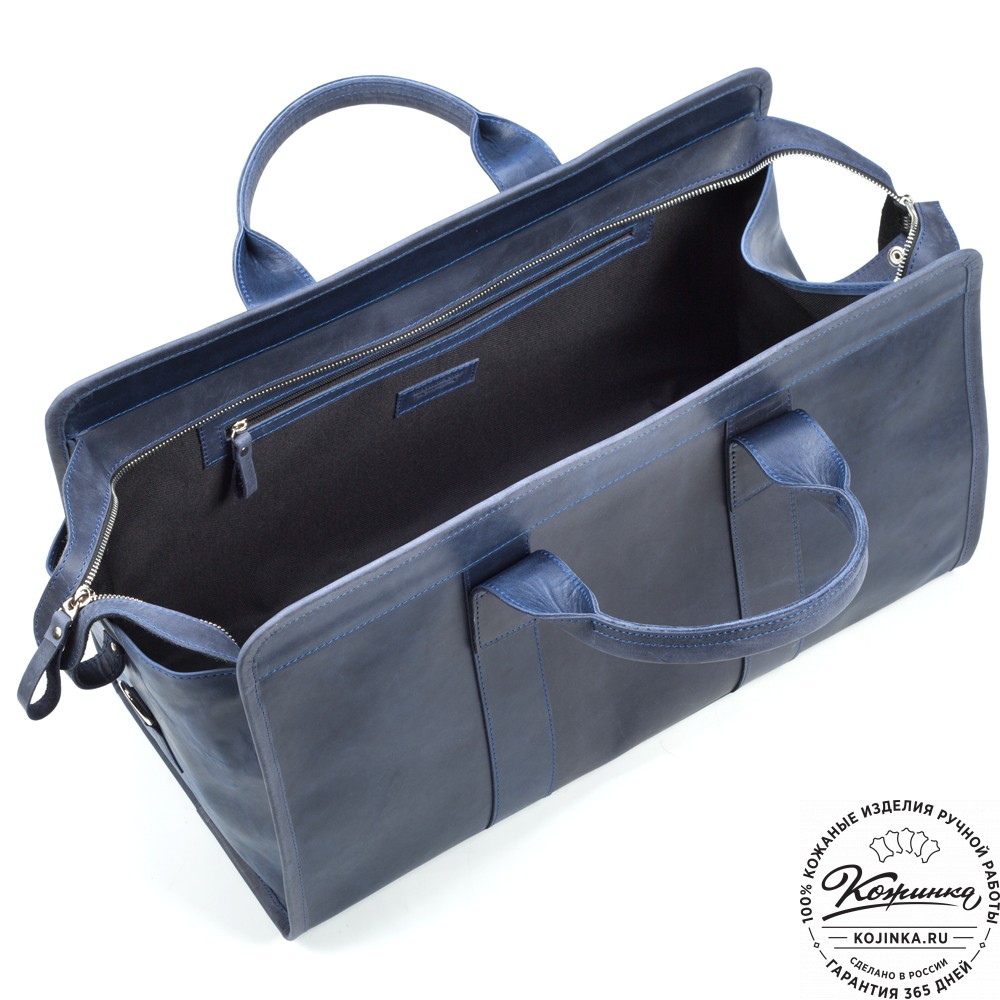 Кожаная дорожная сумка "Чарли" (синий крейзи)