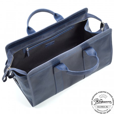 Кожаная дорожная сумка "Чарли" (синий крейзи)