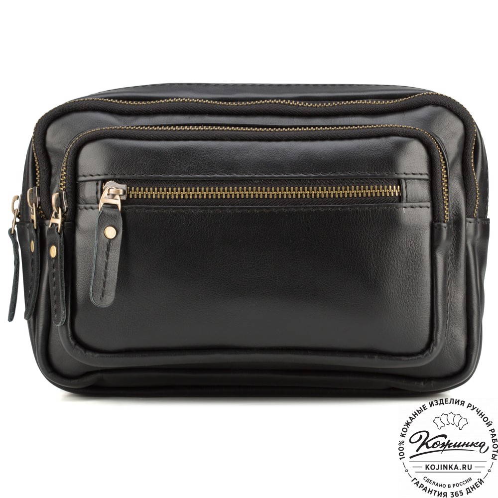 Кожаная сумка на пояс "Гидеон" (чёрная) 