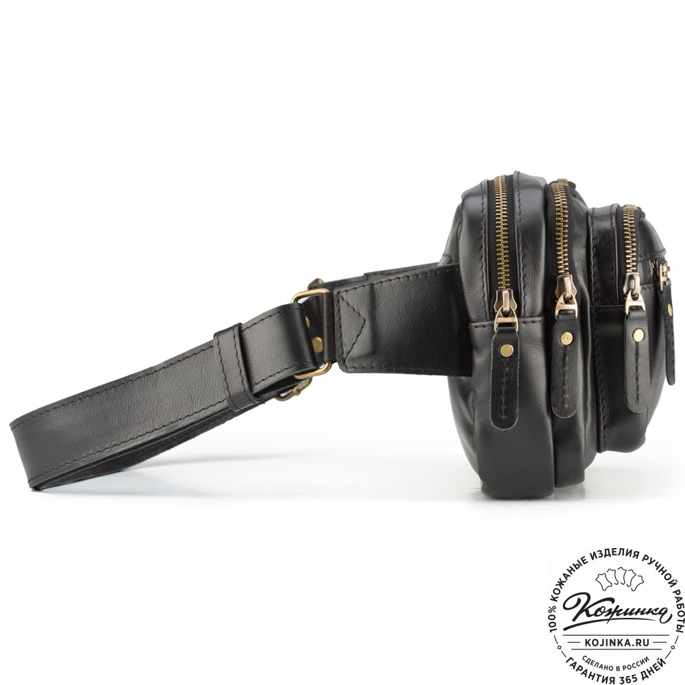 Кожаная сумка на пояс "Гидеон" (чёрная) 
