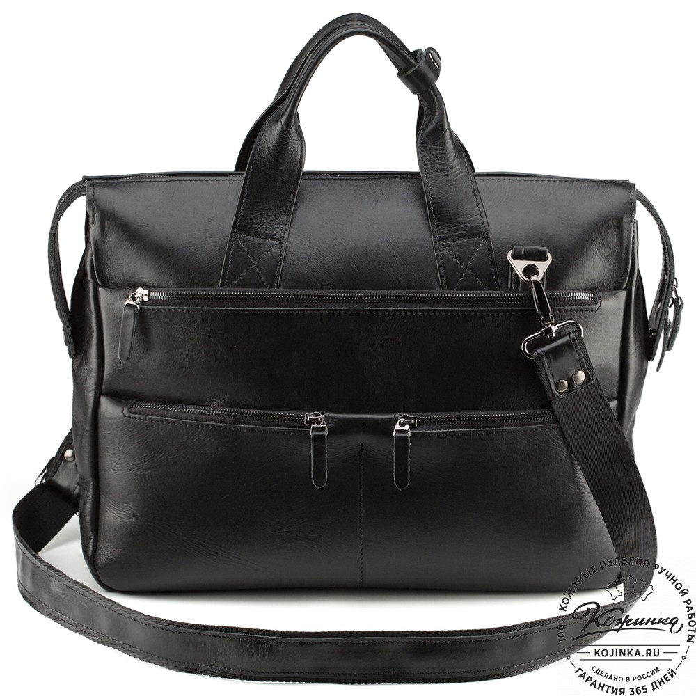 Кожаная деловая сумка "Марк" (черная)