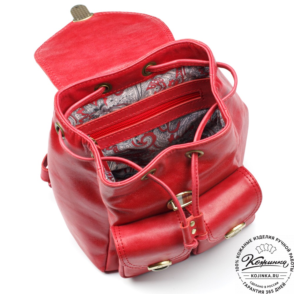 Женский кожаный рюкзак "Нэнси" (красный)