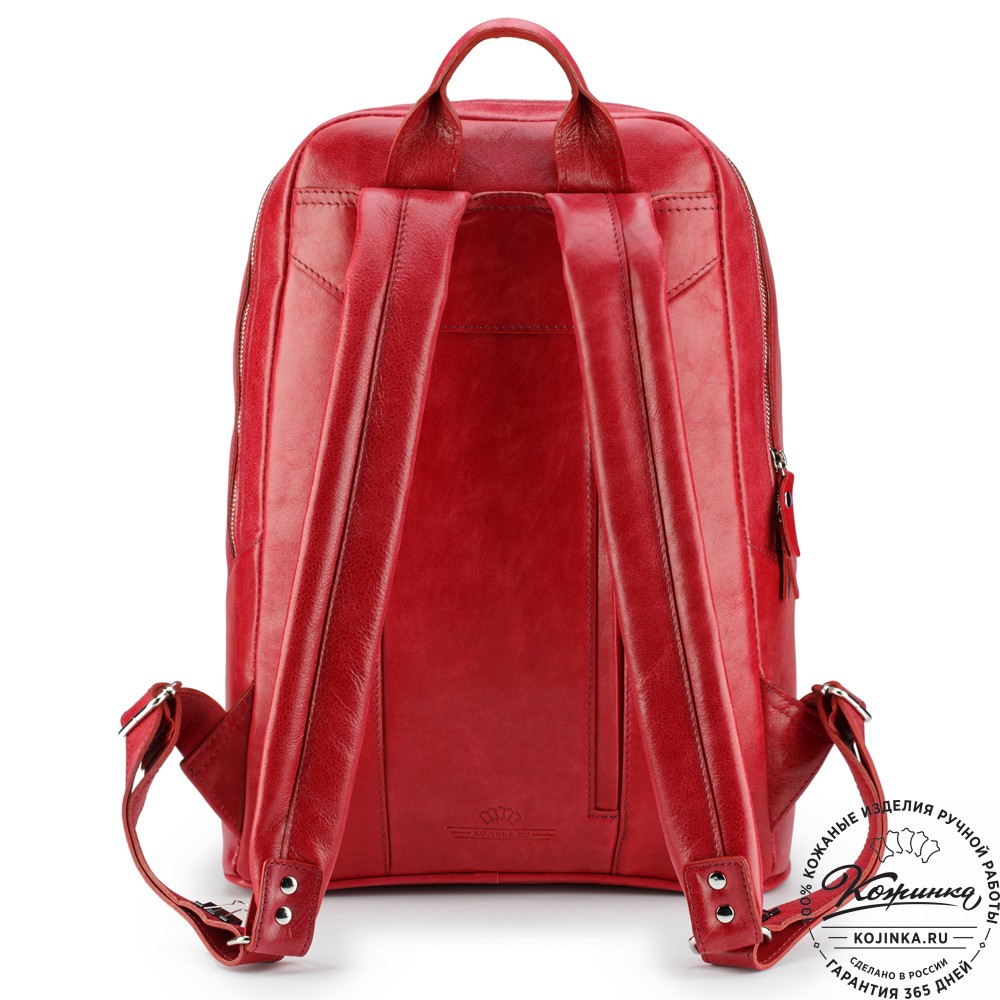 Кожаный рюкзак "Венгрия" (красный)
