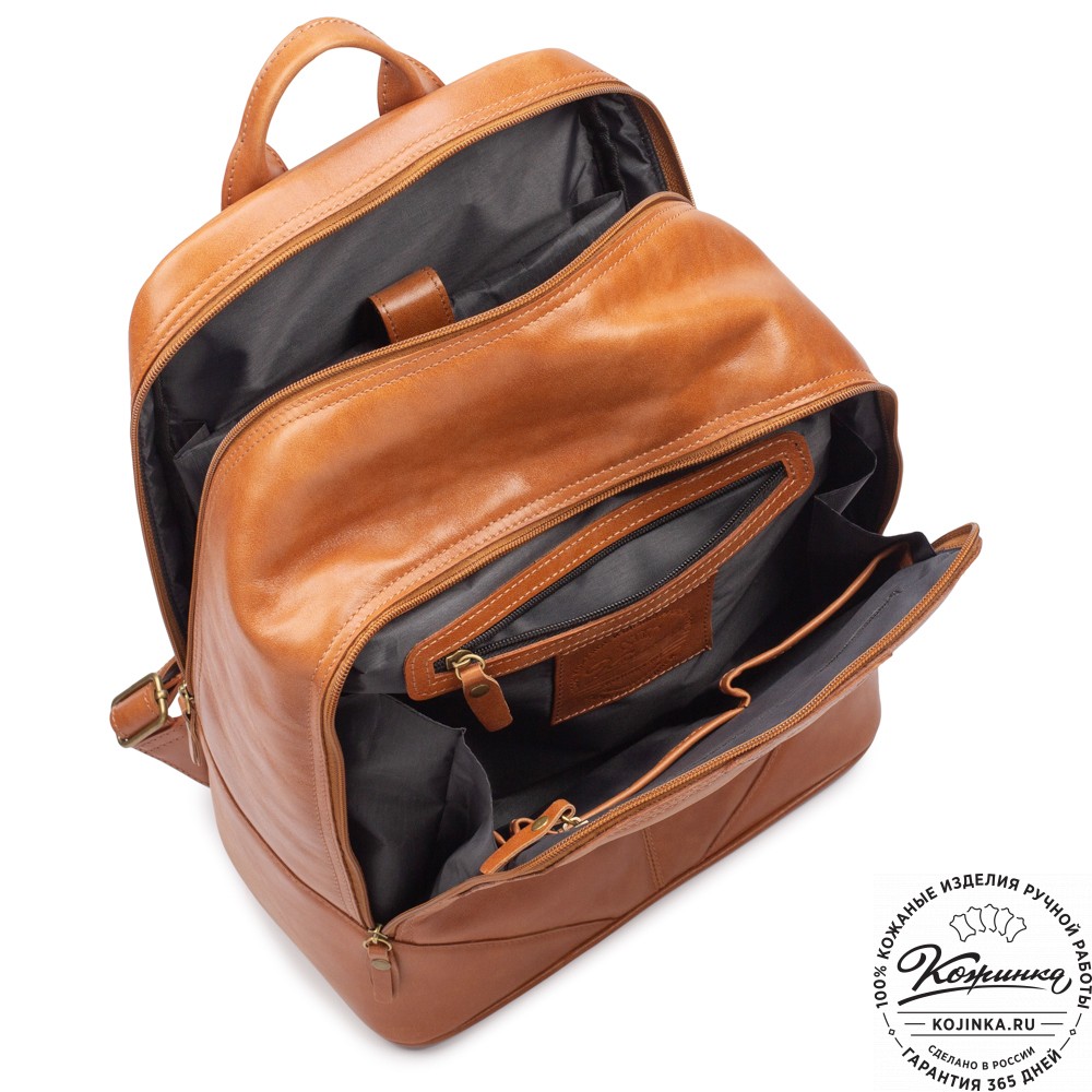 Кожаный рюкзак "Венгрия" (рыжий)