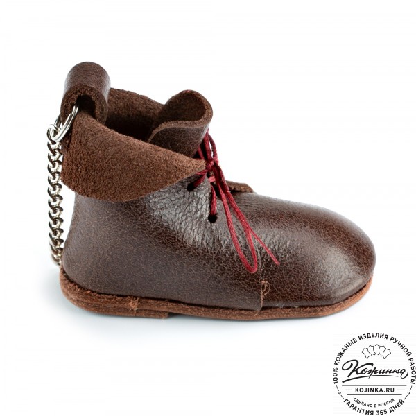 Кожаный брелок "Ботинок" (коричневый). фото 1