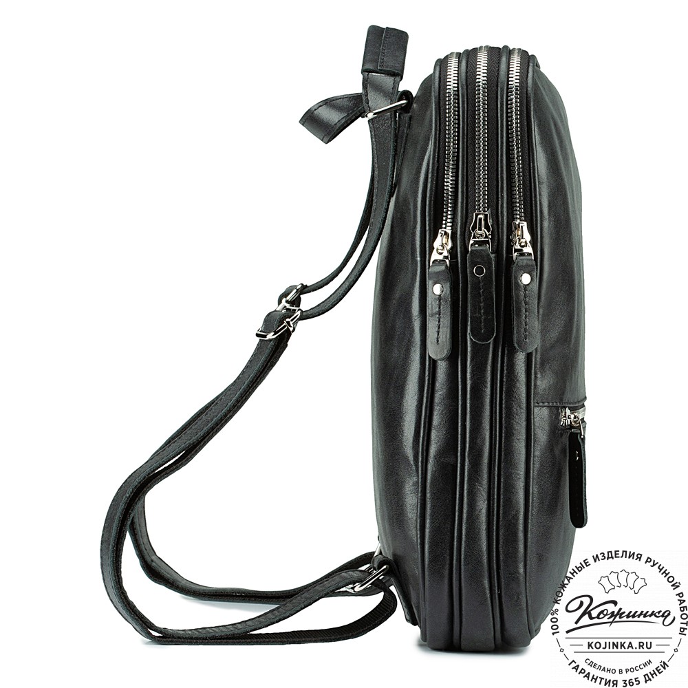 Кожаный рюкзак-сумка "Майя" (чёрный)
