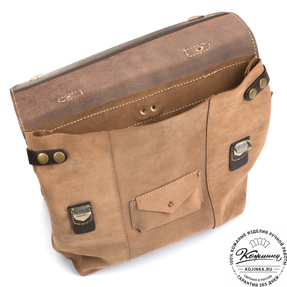 Кожаный рюкзак "Школьник" (светло-коричневый нубук)