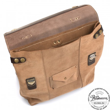 Кожаный рюкзак "Школьник" (светло-коричневый нубук)