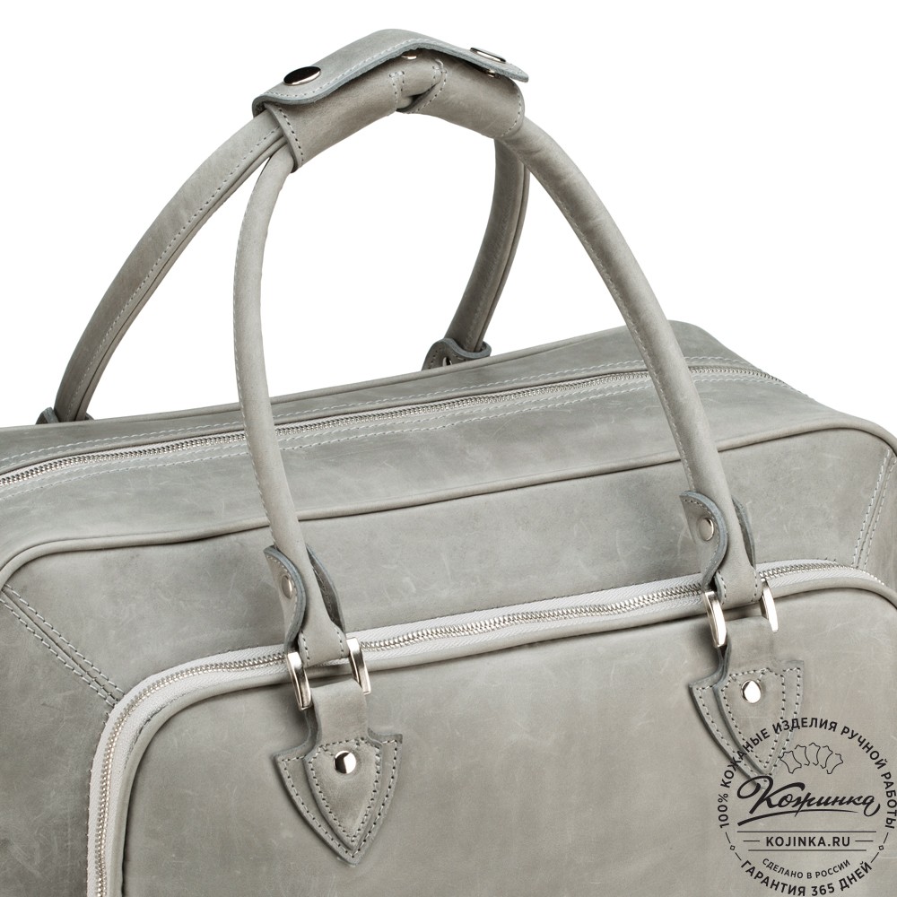 Кожаная дорожная сумка "Бруклин" (серый крейзи)