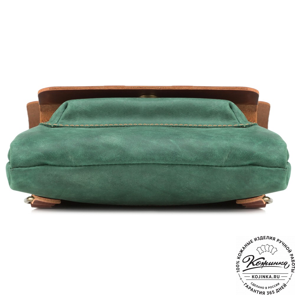 Кожаный рюкзак "Gray" (изумрудный крейзи)