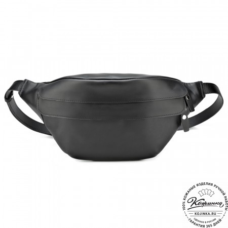 Кожаная сумка на пояс "Камиль" (чёрная) 