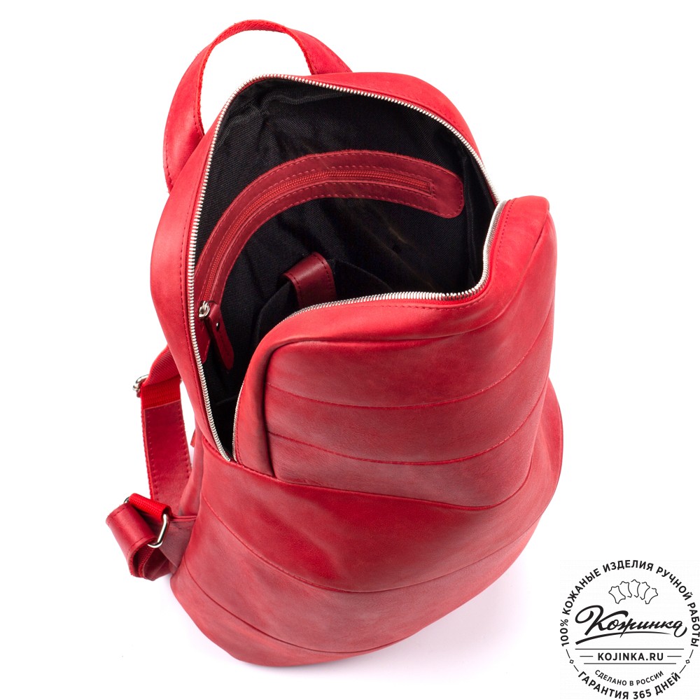 Кожаный рюкзак "Беверли" (красный)