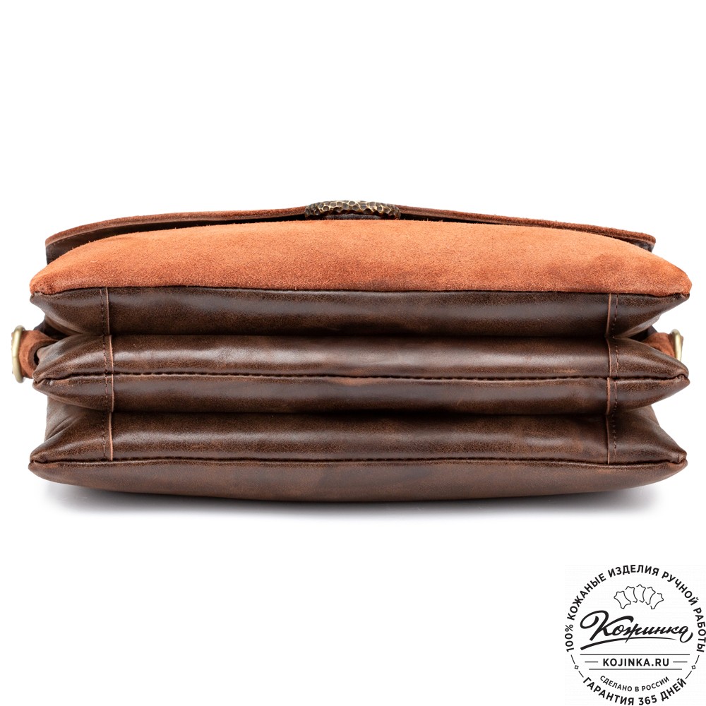 Женская сумка из кожи и замши  "Мишель" (коричневая)