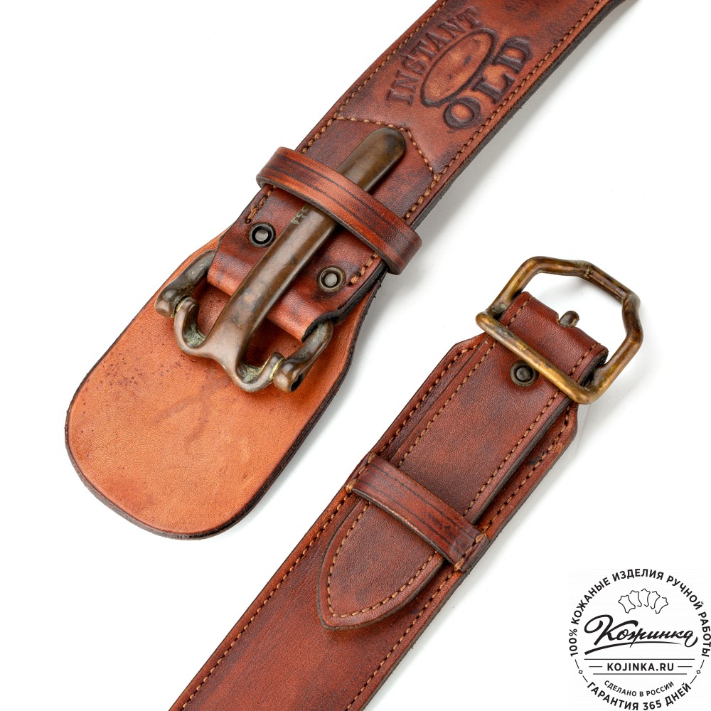 Кожаный мужской ремень "Мустанг" (коричневый)