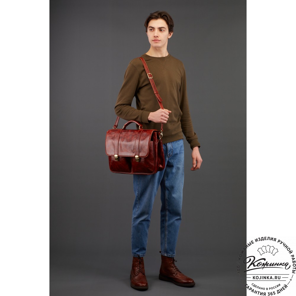 Кожаный портфель "Джозеф" (тёмно-коричневый)