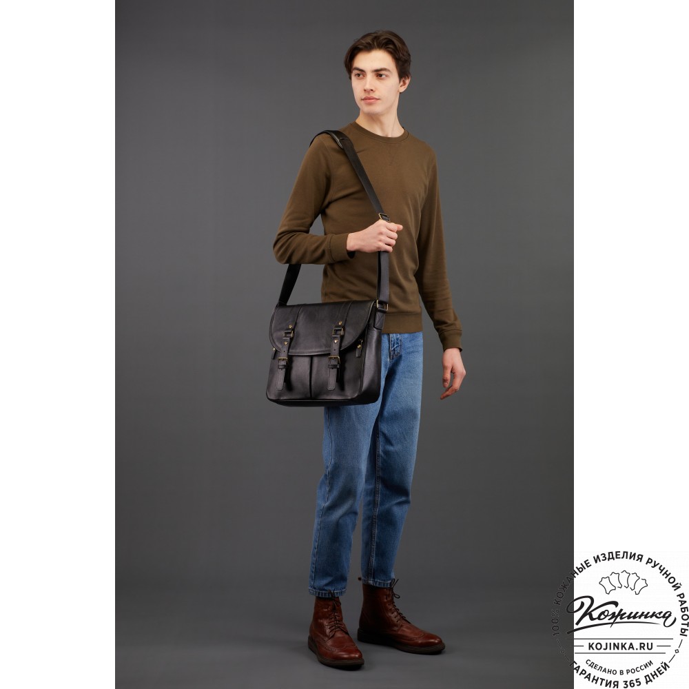 Кожаная сумка "Командор" (чёрная)