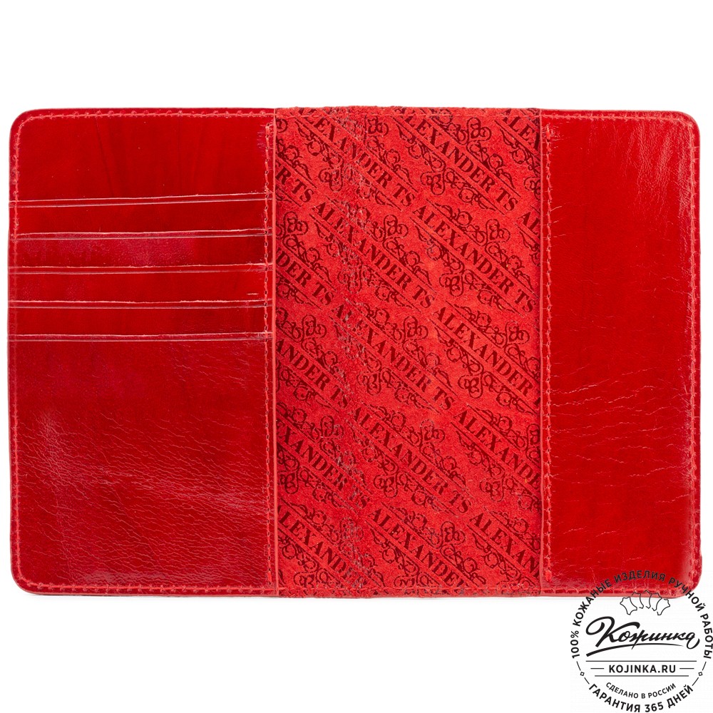 Кожаная обложка на паспорт "Красная королева" (красная)
