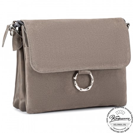 Женская сумка из кожи и замши "Мишель" (серая)