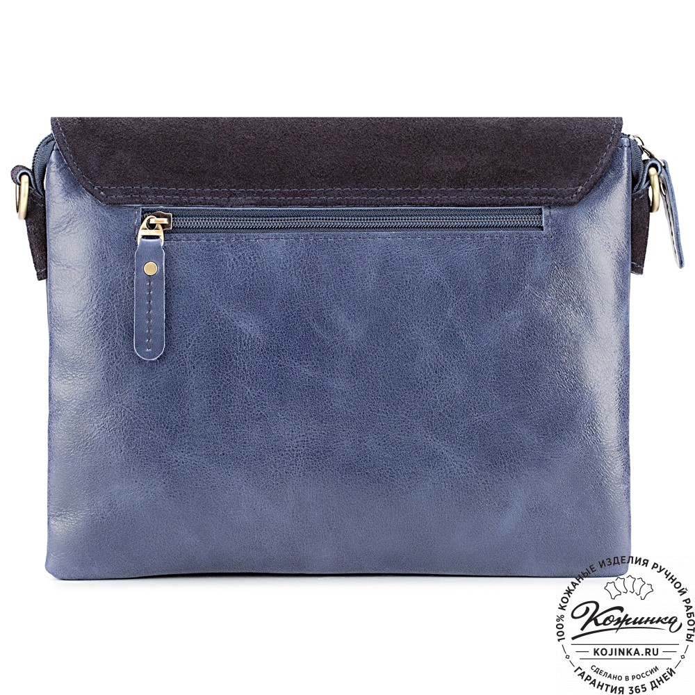 Женская сумка из кожи и замши  "Мишель" (синяя)
