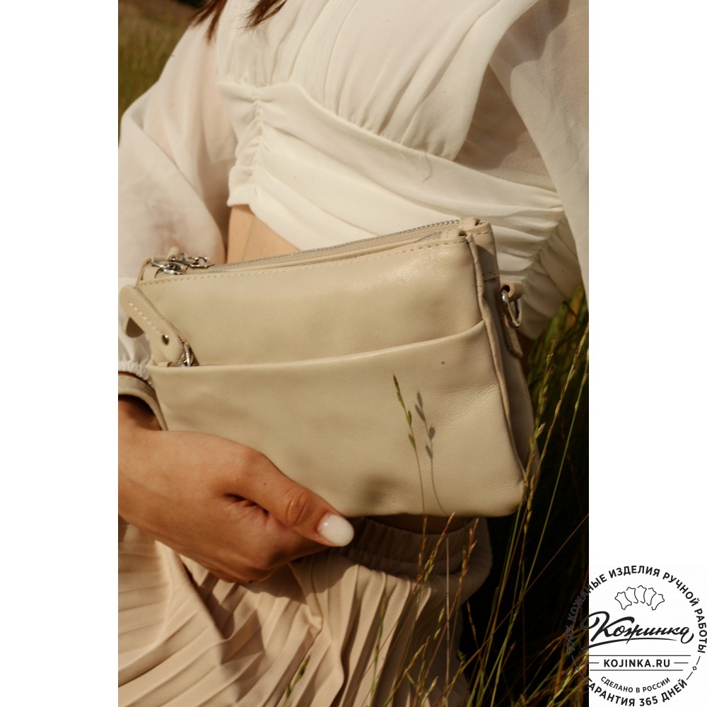 Женская кожаная сумка "Хельга" (бежевая)