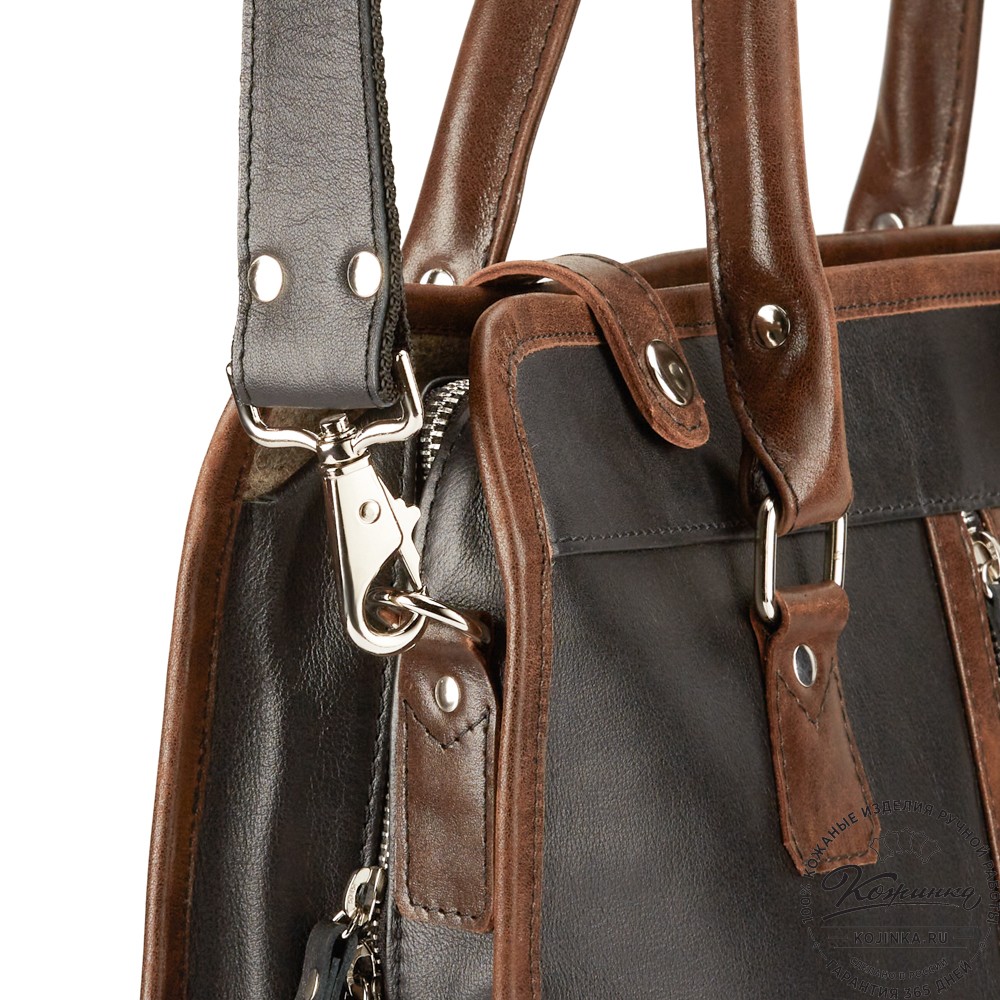 Кожаная деловая сумка "Юстин" (чёрная)