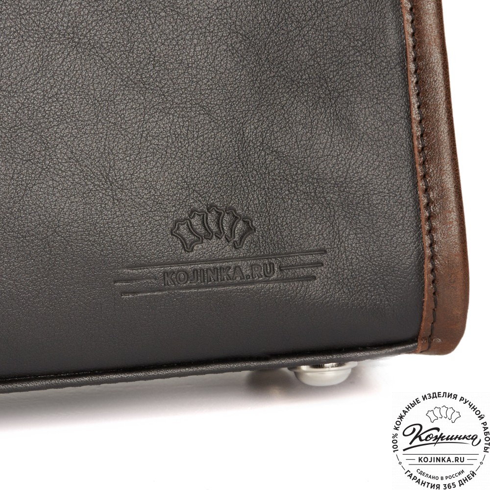 Кожаная деловая сумка "Юстин" (чёрная)