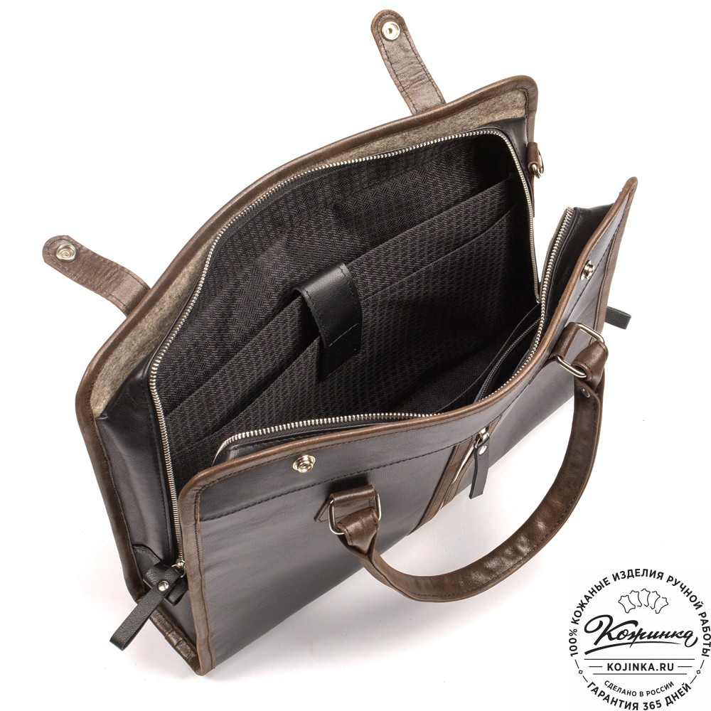 Кожаная деловая сумка "Юстин" (чёрная)