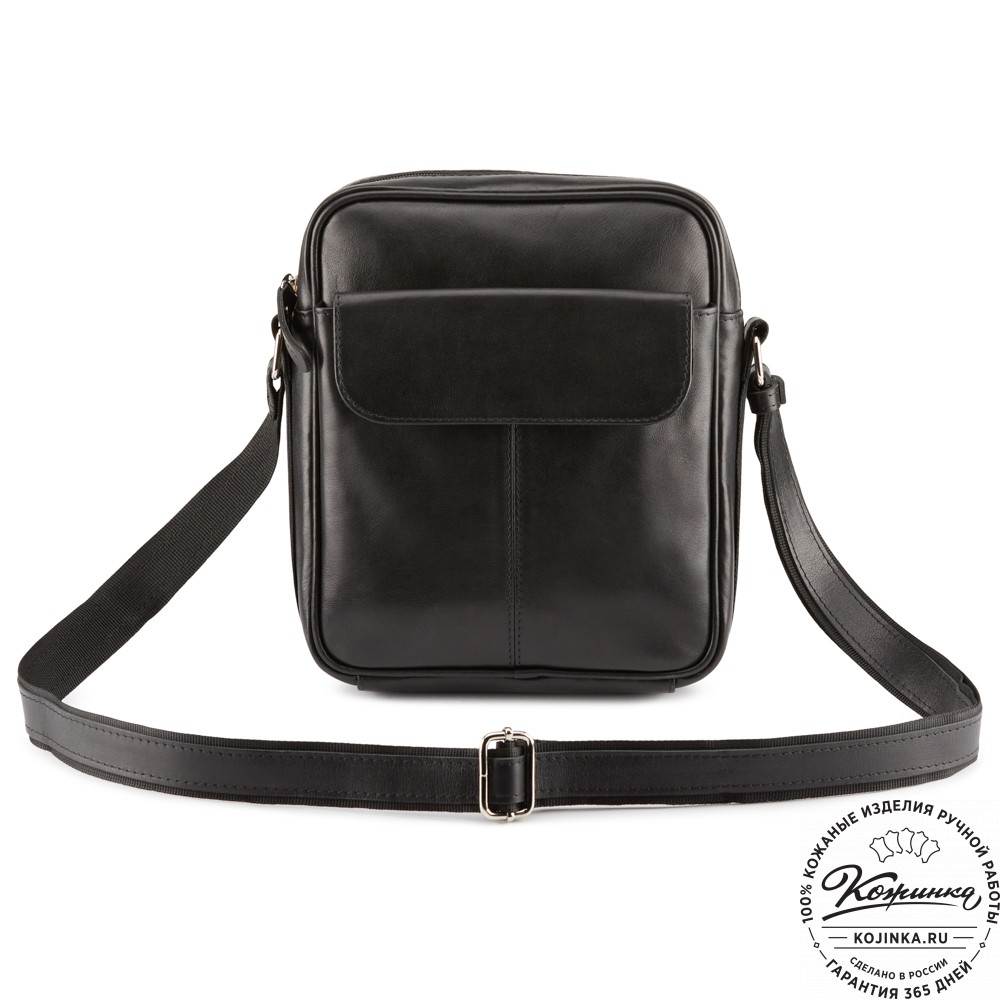 Кожаная сумка "Канада" (чёрная гладкая кожа)
