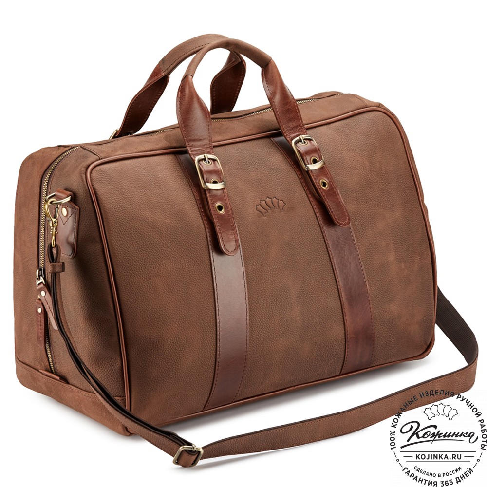 Кожаная дорожная сумка "Бристоль" (коричневая крейзи фактура)