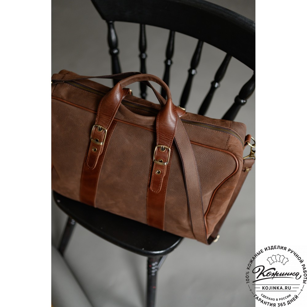 Кожаная дорожная сумка "Бристоль" (коричневая крейзи фактура)