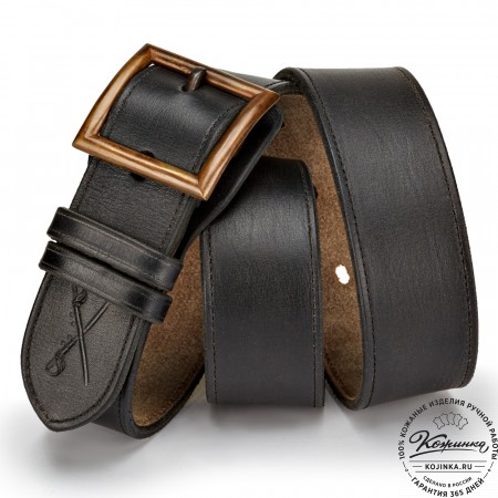 Кожаный мужской ремень Милитари (чёрный)