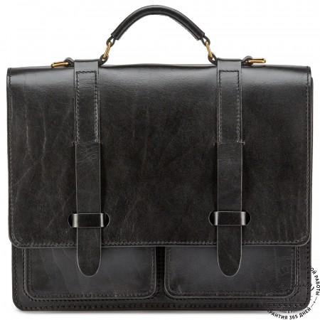 Деловой кожаный портфель "Сингл-Нью" (чёрный)