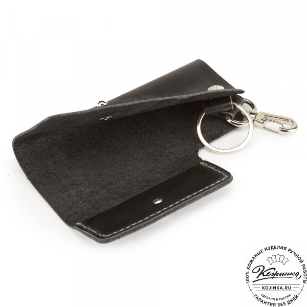 Кожаная ключница "Латвия" (чёрная). фото 1