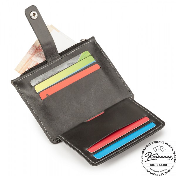 Кожаная визитница "Пекин" (чёрная). фото 1