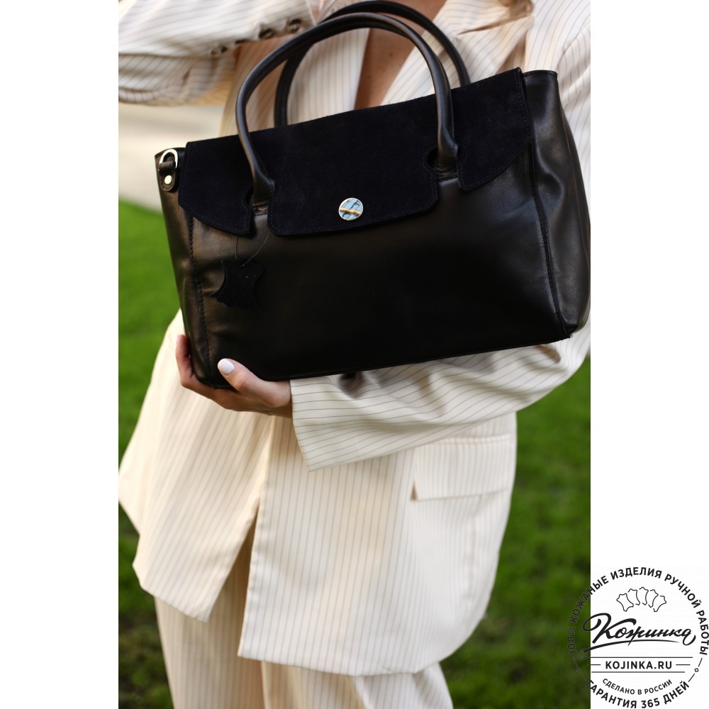 Женская кожаная сумка "Сильвия" (чёрная)