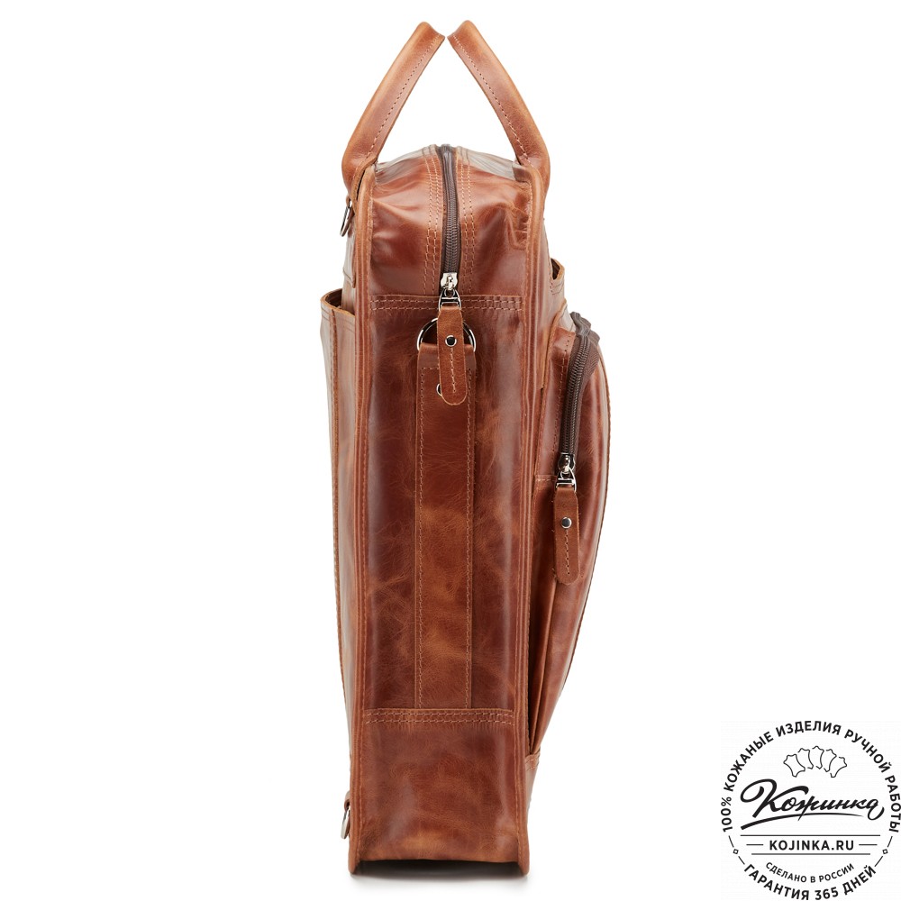 Кожаный рюкзак-сумка "Майкл" (рыжий антик)