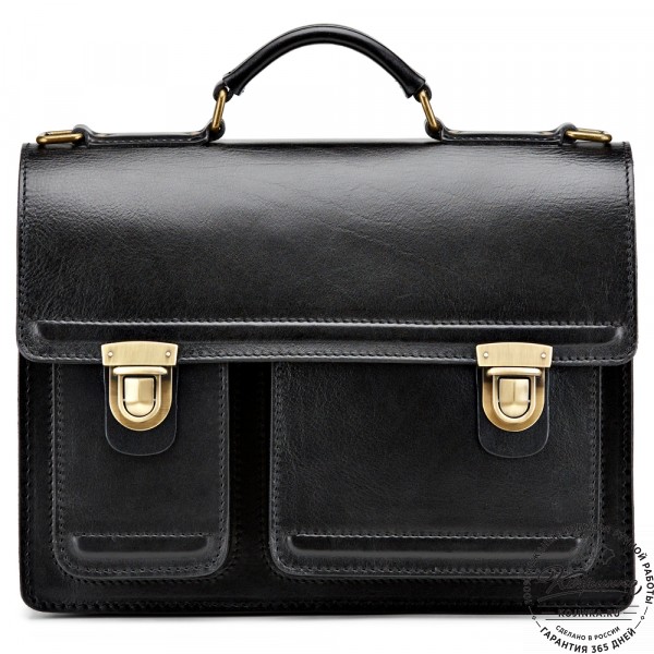 Мужской кожаный портфель "Оптима II" (чёрный). фото 1