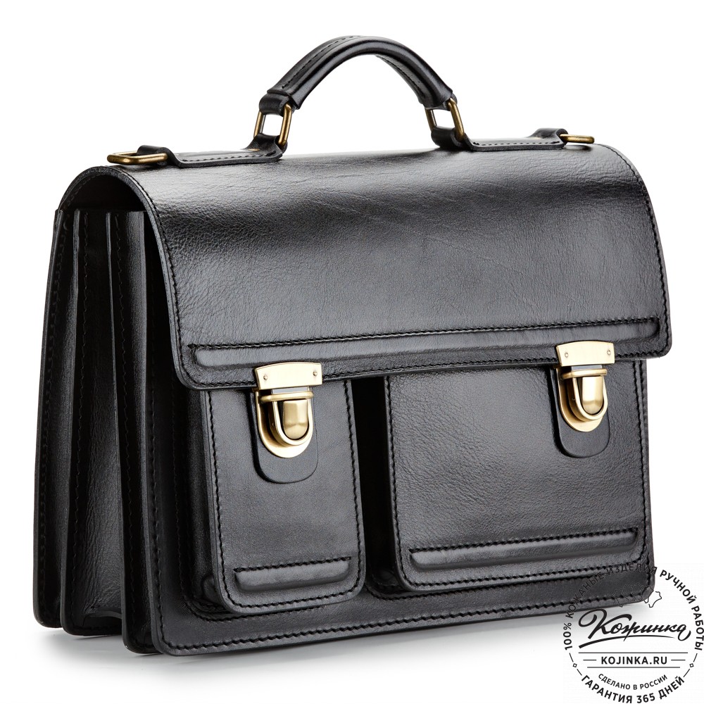 Мужской кожаный портфель "Оптима II" (чёрный)