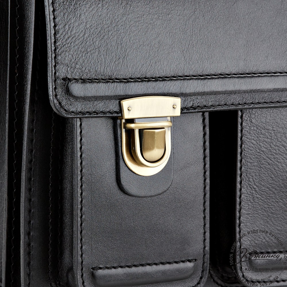 Мужской кожаный портфель "Оптима II" (чёрный)