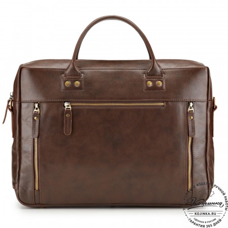 Кожаная деловая сумка "Спенсер" (коричневая гладкая кожа) 