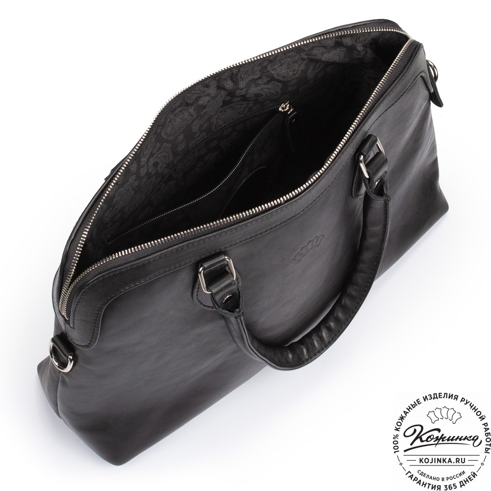 Женская кожаная сумка "Аврора" (чёрная гладкая кожа)