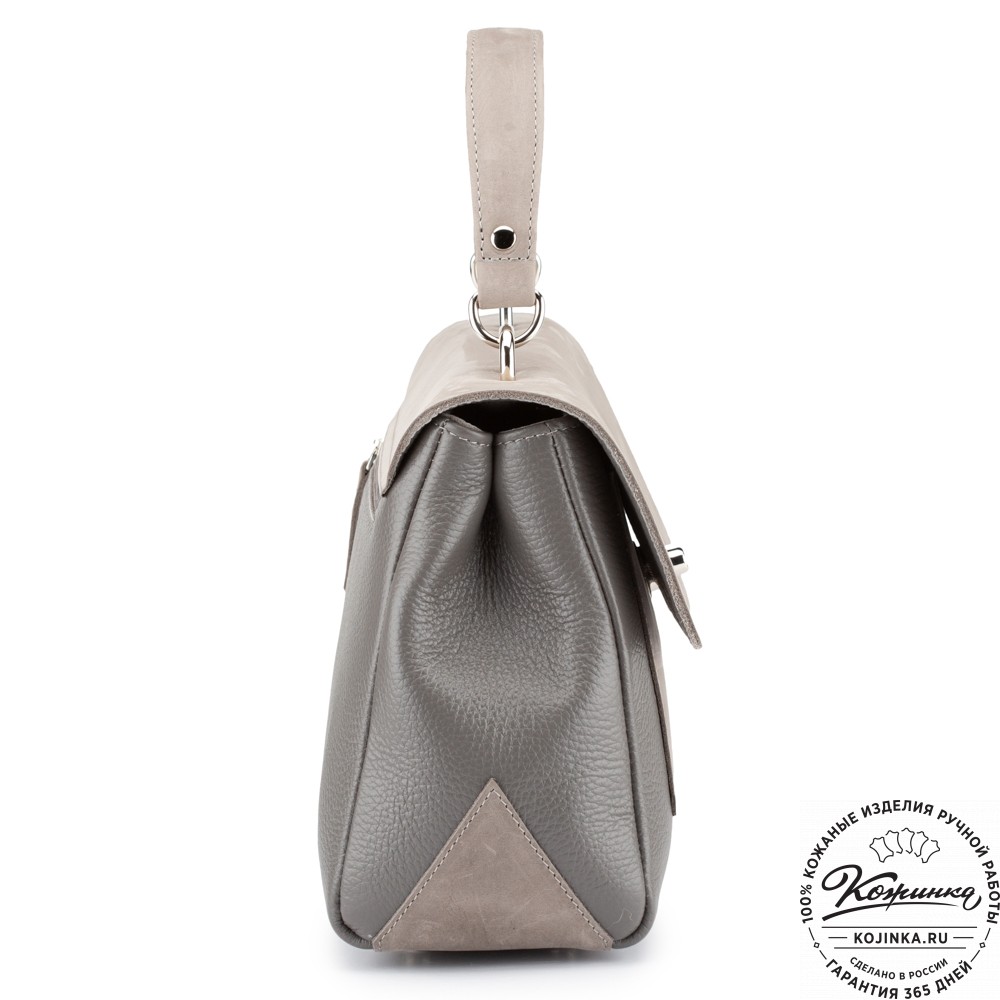 Женская кожаная сумка "Эстель" (серая)