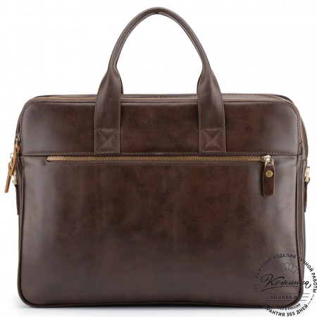 Кожаная деловая сумка "Густав" (коричневая гладкая кожа)