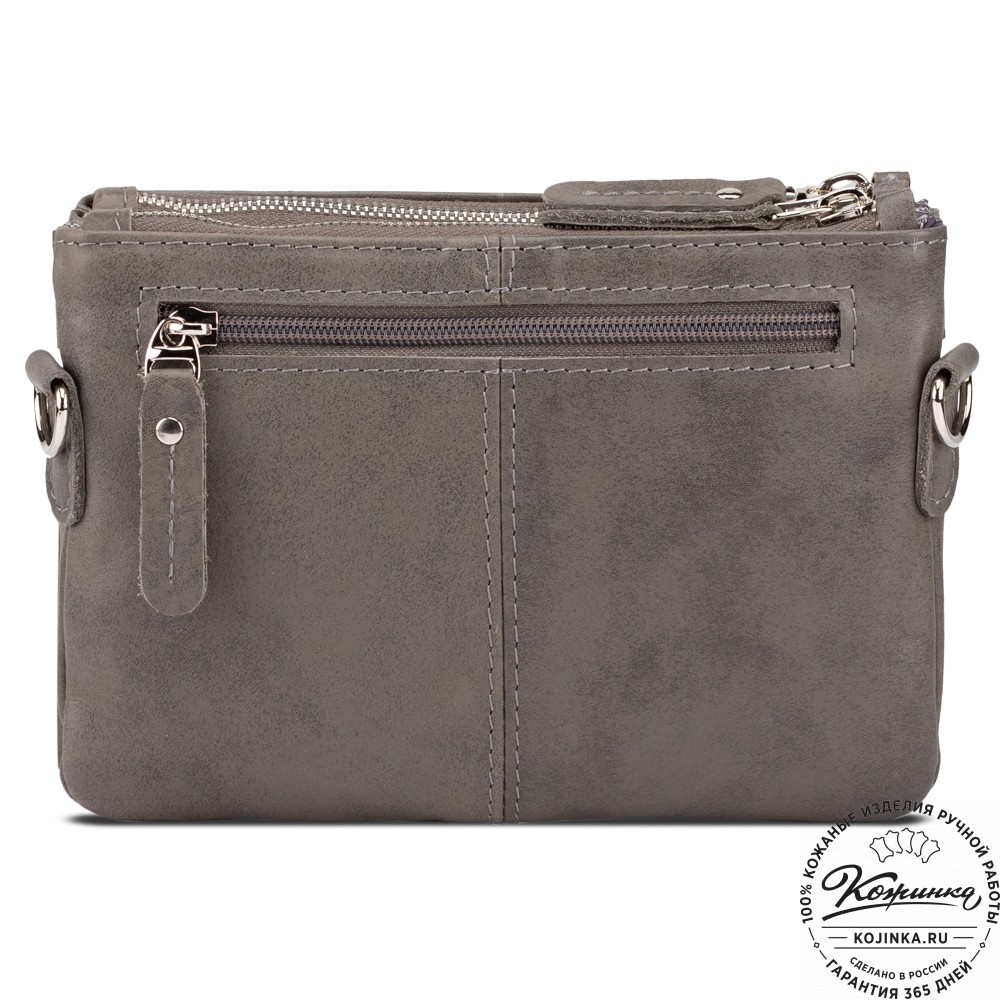 Женская кожаная сумка "Хельга" (серая гладкая кожа)